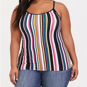 BLACK & MULTI STRIPE FOXY CAMI